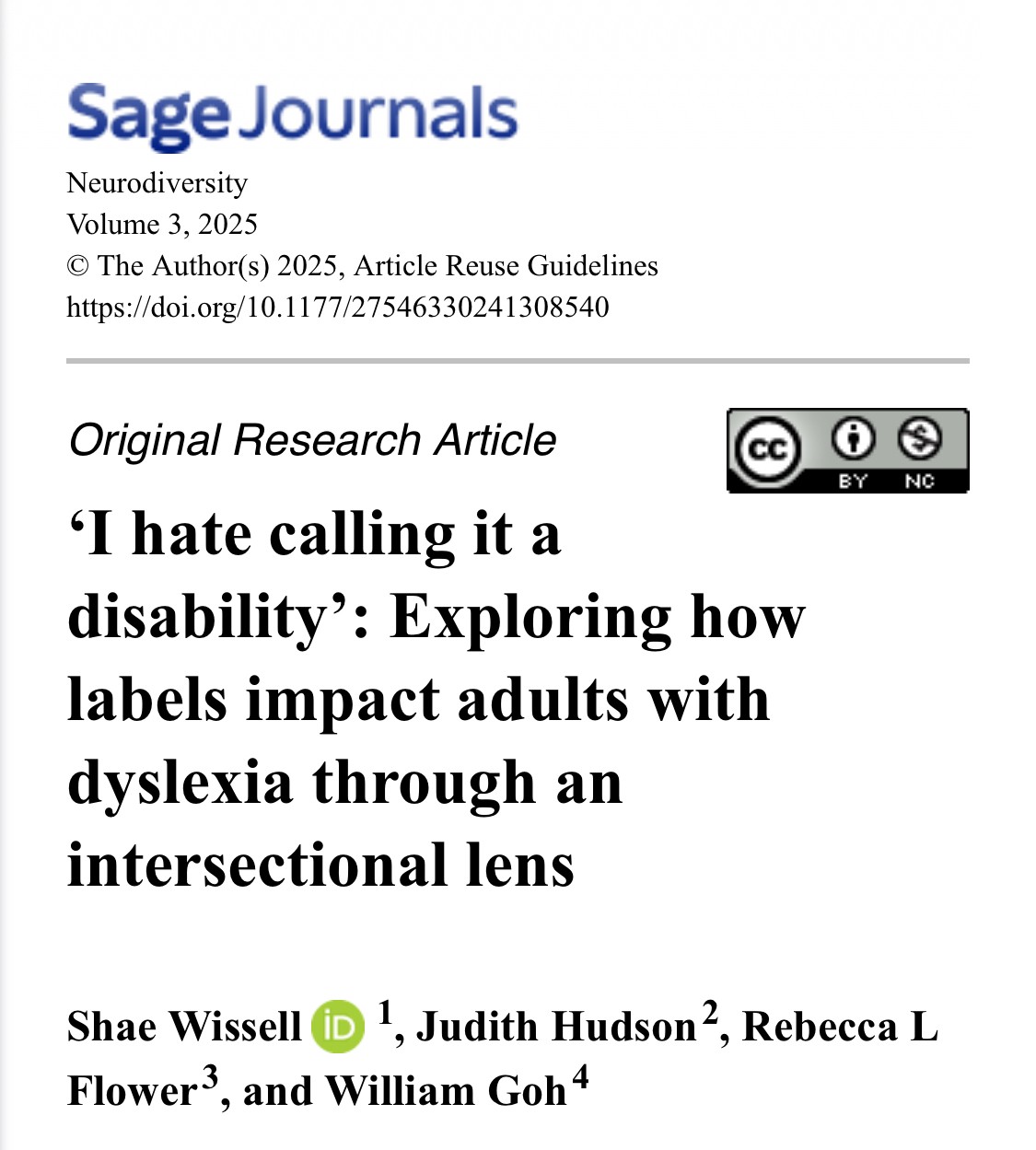 ‘I hate calling it a disability’: Exploring how labels impact adults with dyslexia through an intersectional lens.